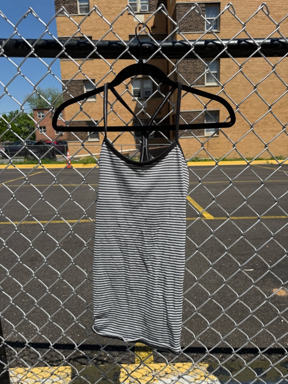 lululemon athletica Black and White Striped Racerback Camisole